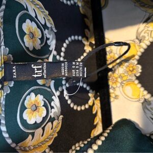 Zara Printed Button-Down Shirt in Black, Green & Yellow